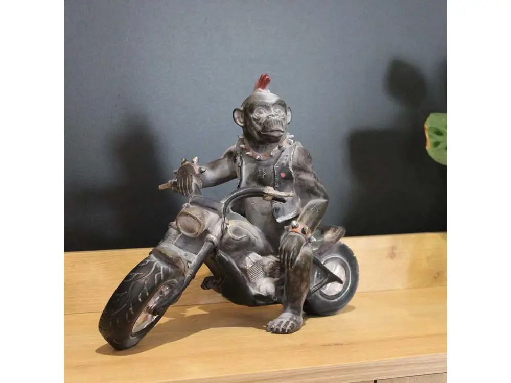 Statuette animal motard en polyrésine Singe - Compatible Universelle