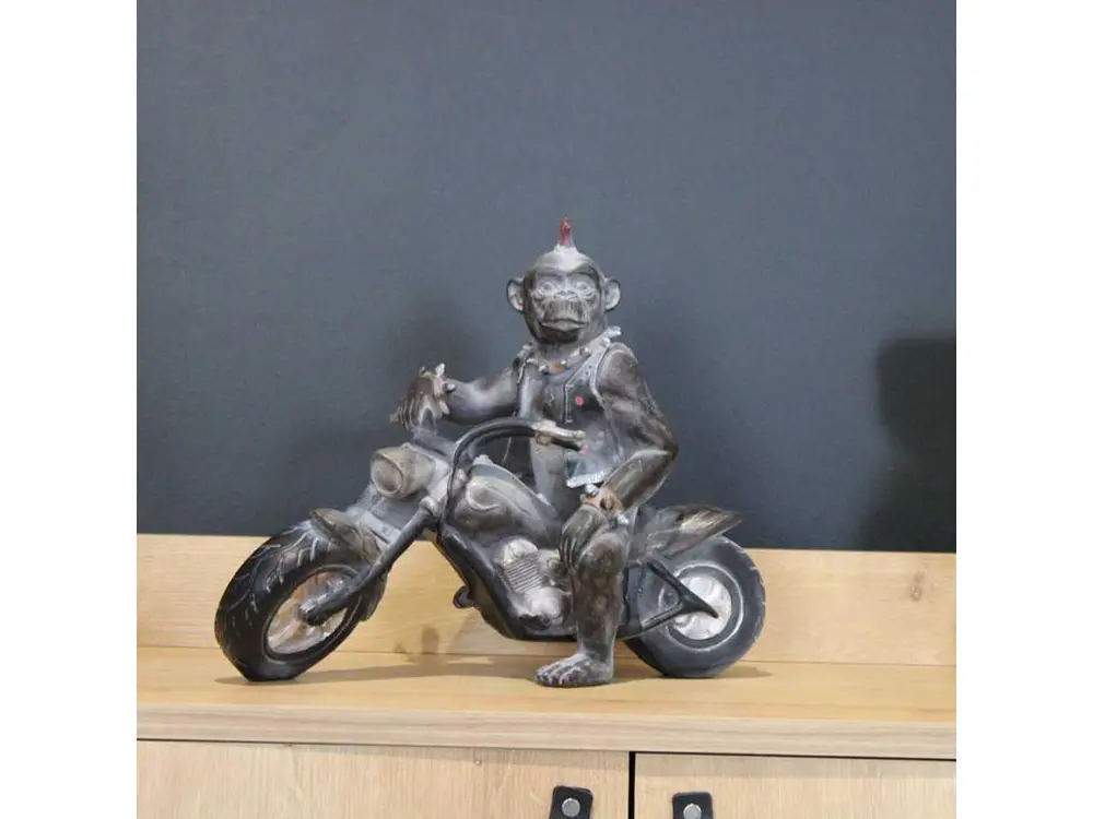 Statuette animal motard en polyrésine Singe - Compatible Universelle