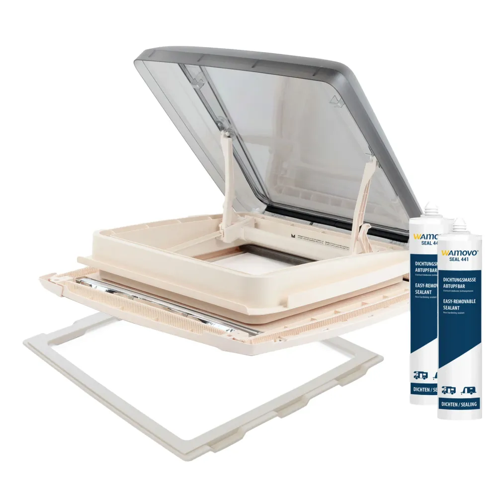 MPK VisionStar M pro Dachhaube 40x40 mit Dichtmasse Adapterrahmen pssd. für Ducato avec système de verrouillage