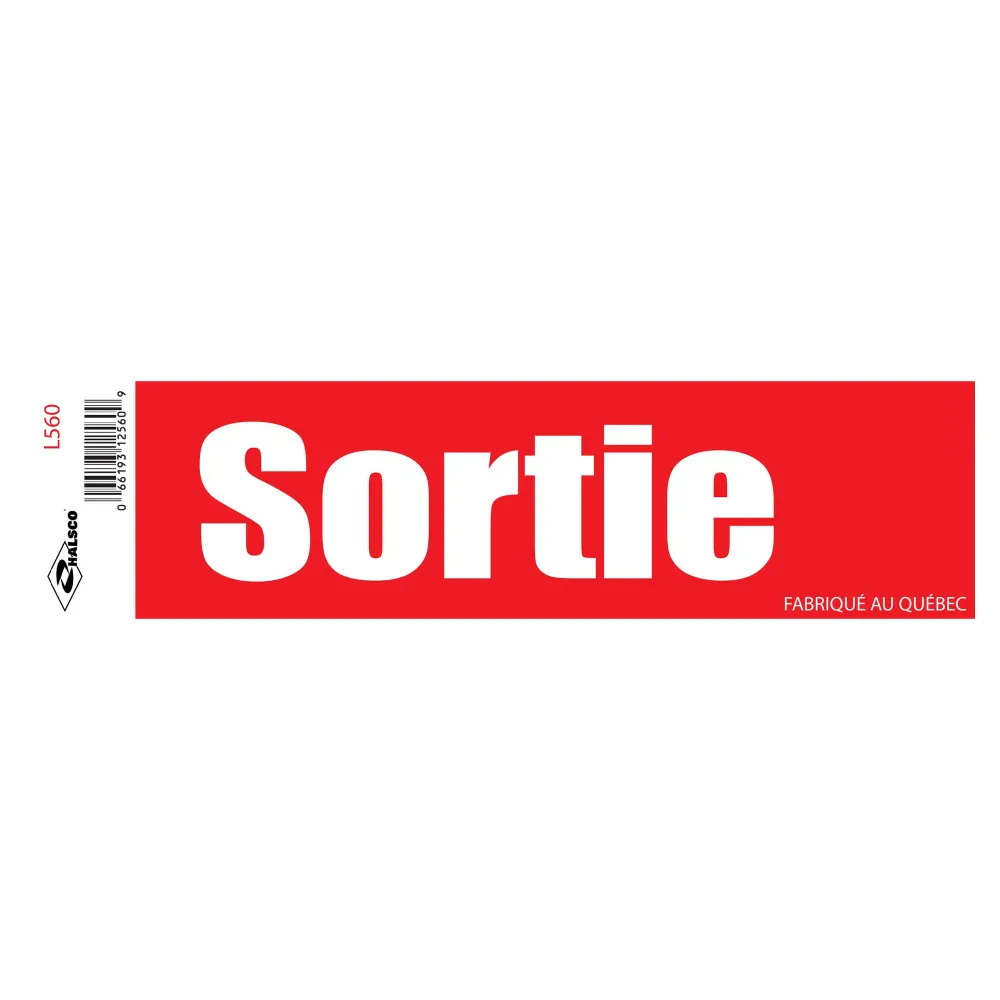 Autocollant en vinyle "Sortie", 2" x 8" pour stockage extérieur