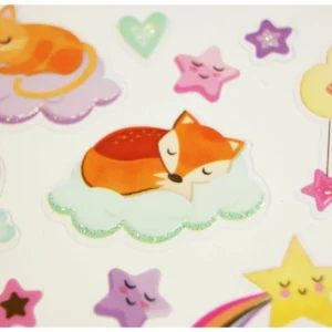 Certifié CE Autocollants - animaux sur les nuages - dorures et paillettes