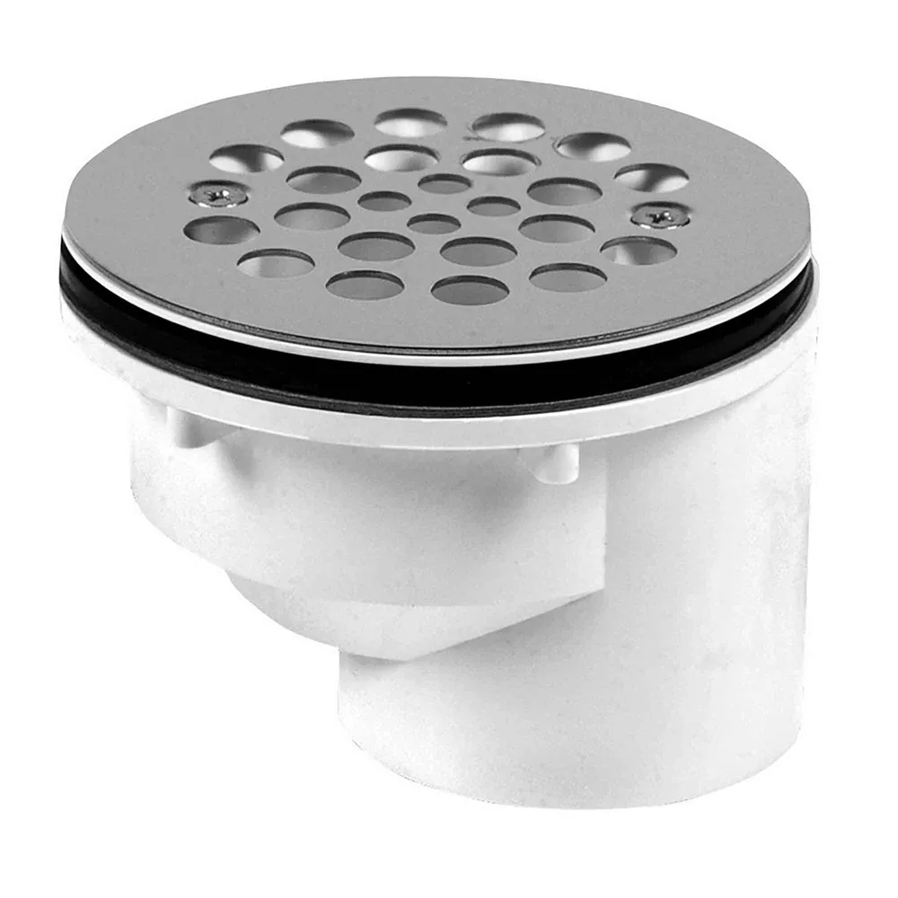 Drain de douche décalé en VINYLE avec crépine en acier inoxydable, 2" en noir mat
