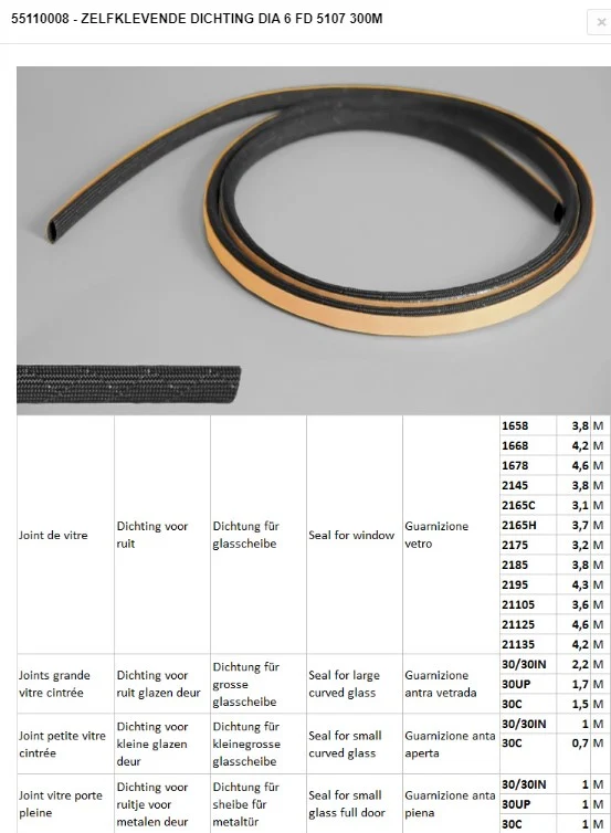Housse de protection quad Stuv - Zelfklevende dichting DIA 6 FD 5107 - 55110008 joint autocollant DIA 6
