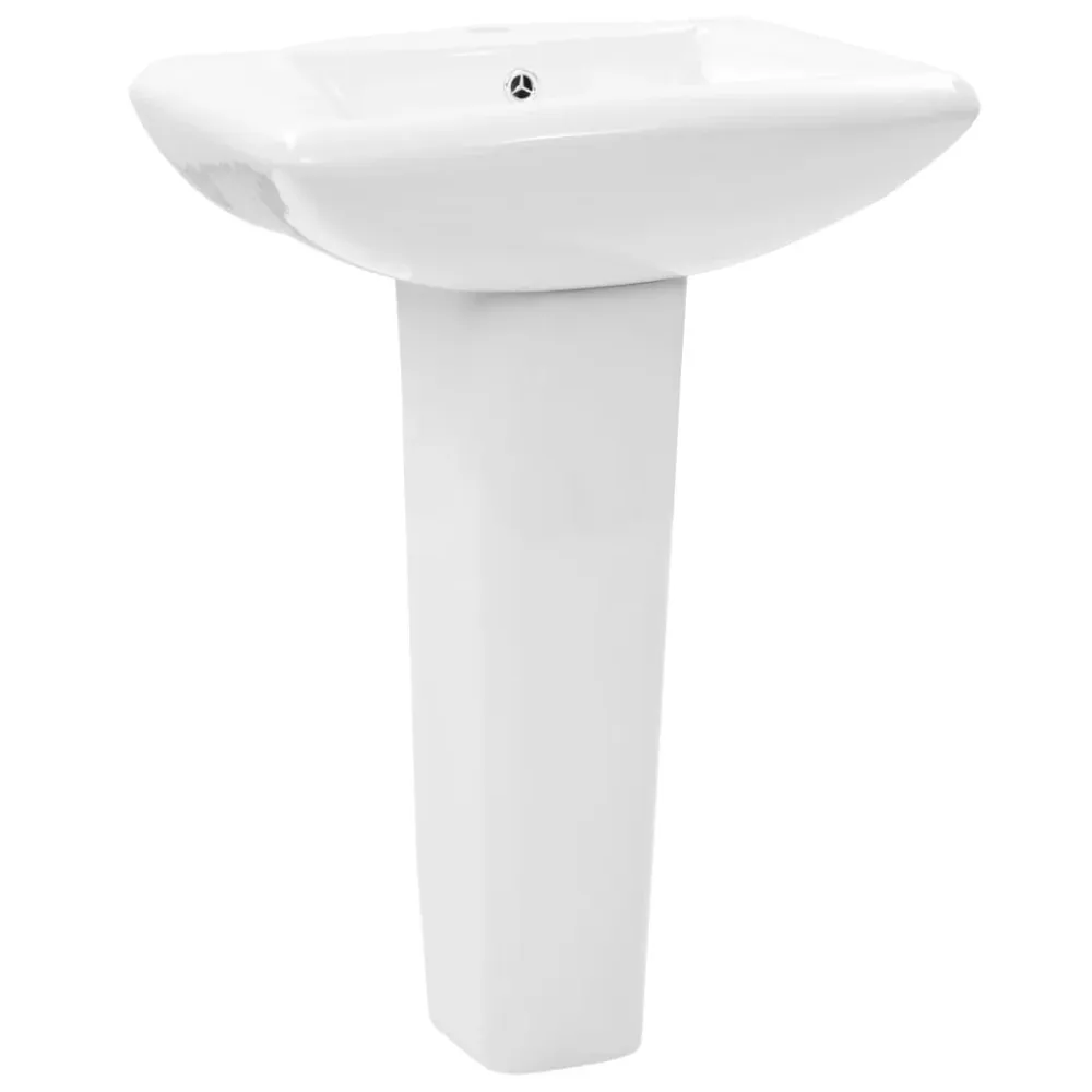 Lavabo autoportant avec socle 58 x 47 cm céramique blanc 02_0002569 par SW-MOTECH
