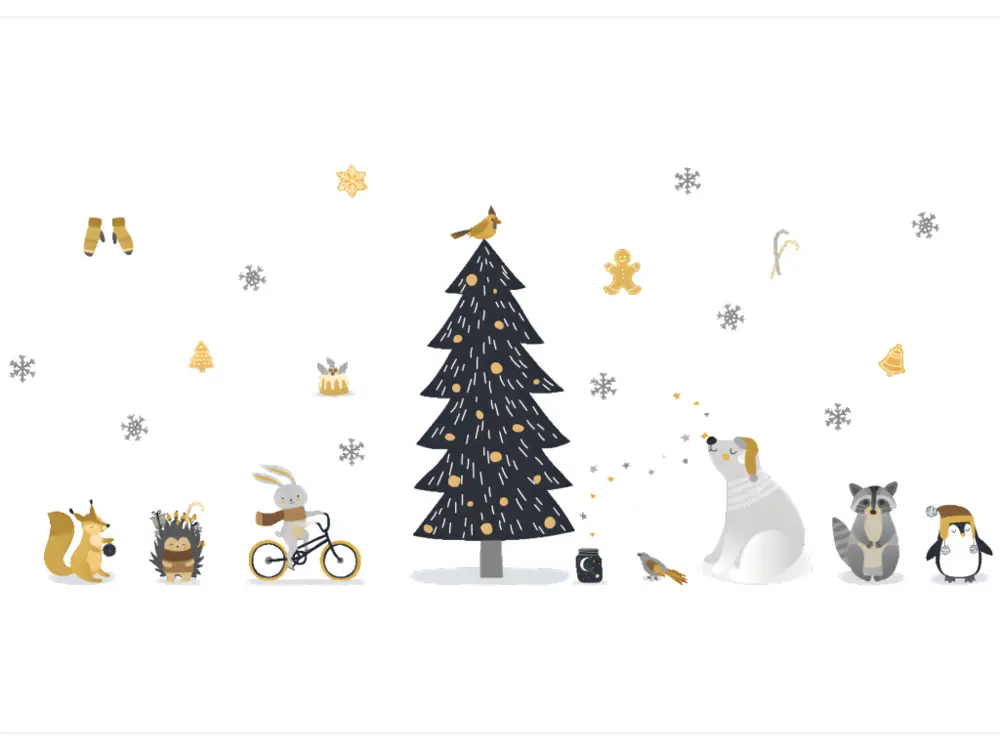 Protège-mains Stickers Noël animaux scandinaves - Autocollants stickers adhésifs noël - décoration fêtes - 90x60cm
