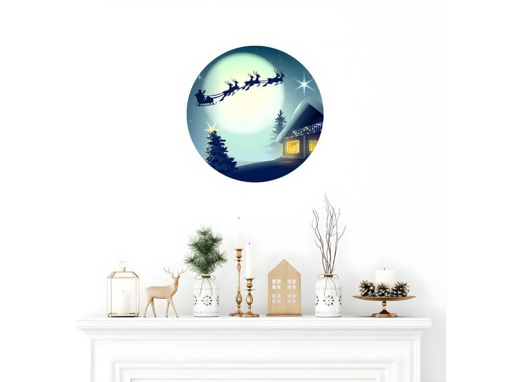 Racing Sticker Noël voyage du père noël - Autocollants stickers adhésifs noël - décoration fêtes - 40x40cm