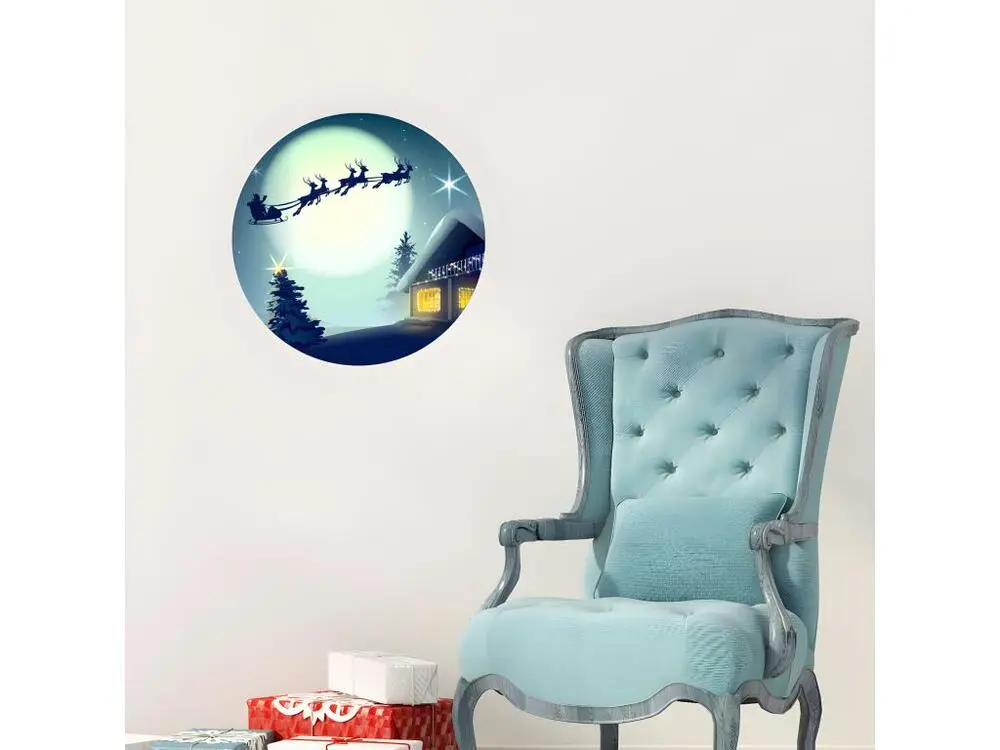 Racing Sticker Noël voyage du père noël - Autocollants stickers adhésifs noël - décoration fêtes - 40x40cm
