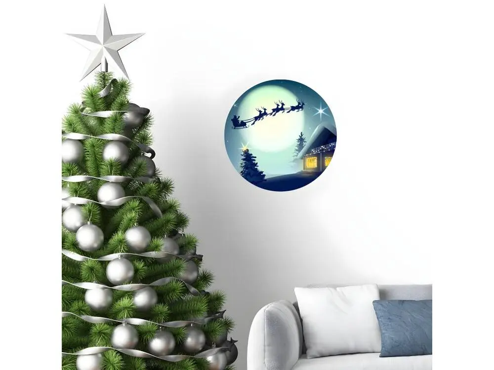 Racing Sticker Noël voyage du père noël - Autocollants stickers adhésifs noël - décoration fêtes - 40x40cm