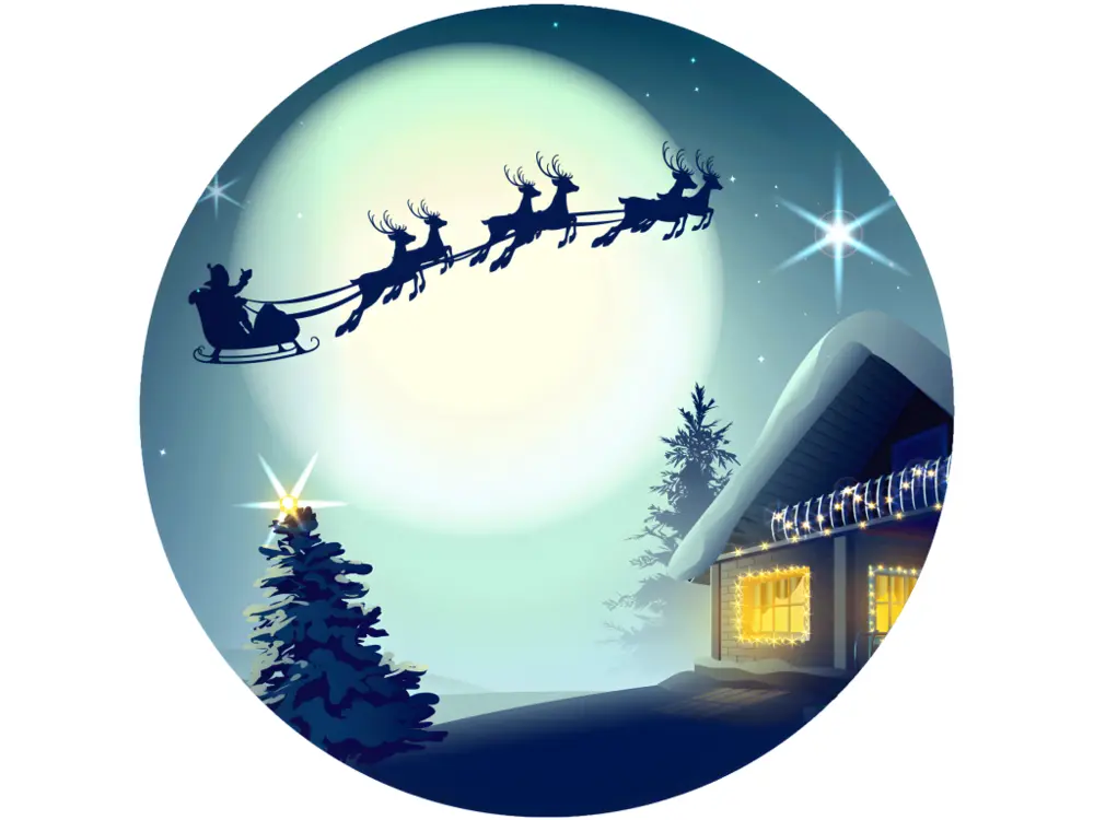 Racing Sticker Noël voyage du père noël - Autocollants stickers adhésifs noël - décoration fêtes - 40x40cm