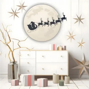 Sticker Noël père noël au manifeste de la lune - Autocollants stickers adhésifs noël - décoration fêtes - 120x130cm
