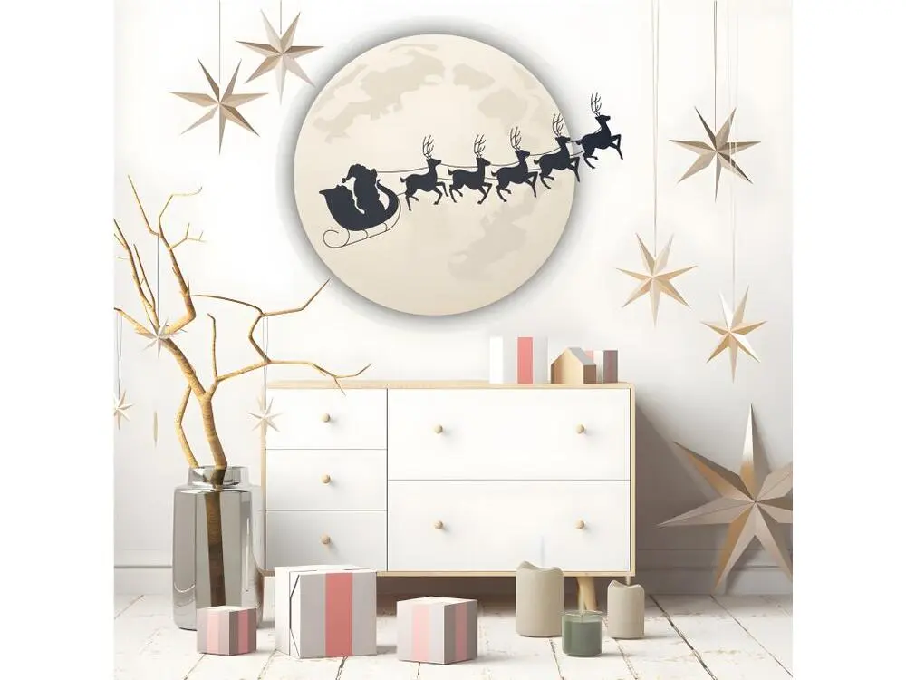 Sticker Noël père noël au manifeste de la lune - Autocollants stickers adhésifs noël - décoration fêtes - 120x130cm