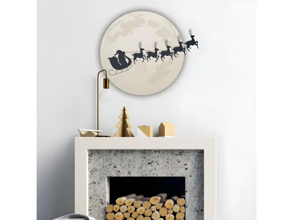 Sticker Noël père noël au manifeste de la lune - Autocollants stickers adhésifs noël - décoration fêtes - 120x130cm