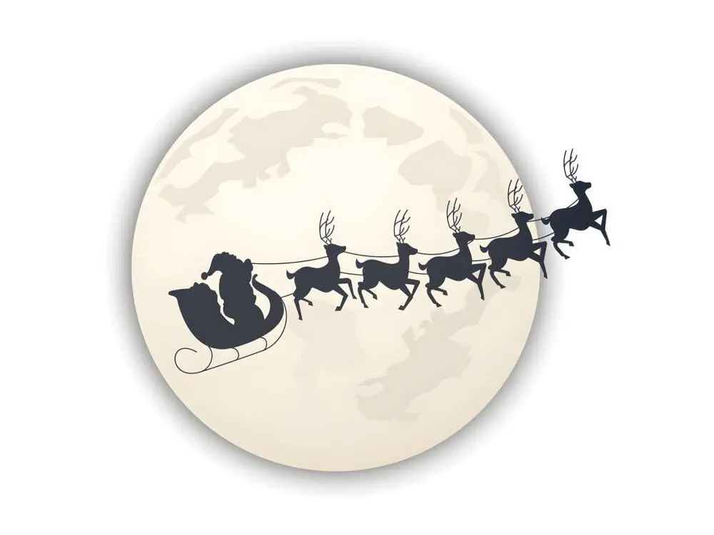 Sticker Noël père noël au manifeste de la lune - Autocollants stickers adhésifs noël - décoration fêtes - 120x130cm