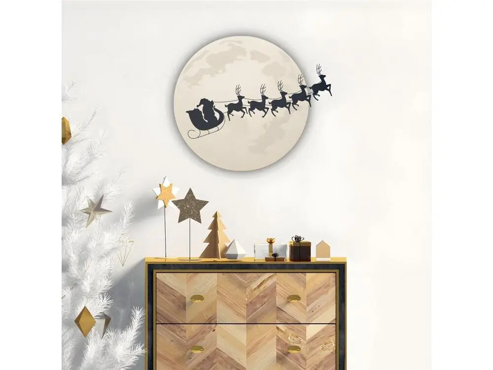 Sticker Noël père noël au manifeste de la lune - Autocollants stickers adhésifs noël - décoration fêtes - 120x130cm
