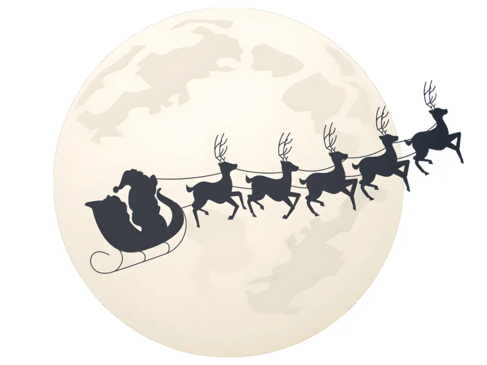 Sticker Noël père noël au manifeste de la lune - Autocollants stickers adhésifs noël - décoration fêtes - 120x130cm
