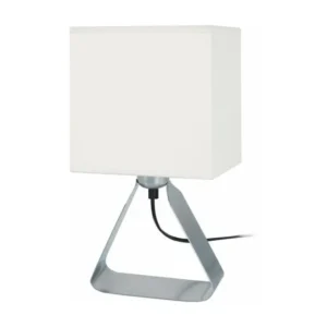 Ampoule antibrouillard CAMÉLIA - Lampe de chevet géométrique métal aluminiumet écru
