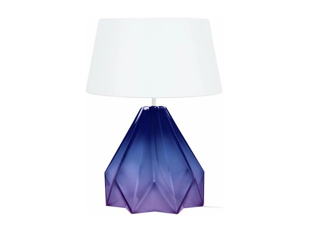 Ampoule phare HELSINKI - Lampe poser géométrique verre violet et blanc