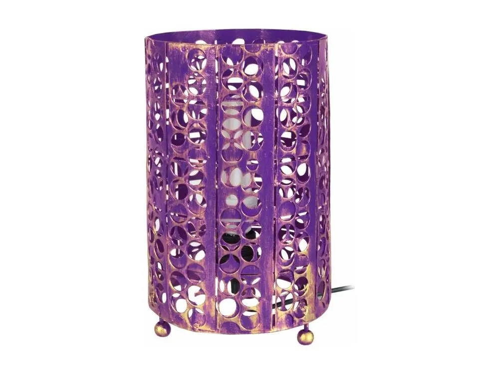 ZEN - Lampe de chevet cylindrique métal vilolet et or pour voitures