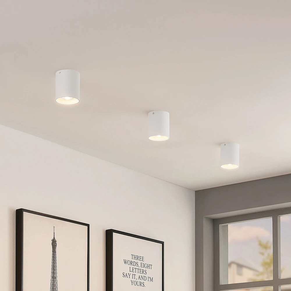 ELC Efey plafonnier, GU10, rond, blanc avec Garantie 2 Ans
