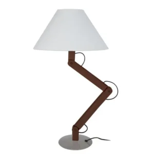 GERI - Lampe de chevet articulé bois taupe,wangué et blanc Certifié E