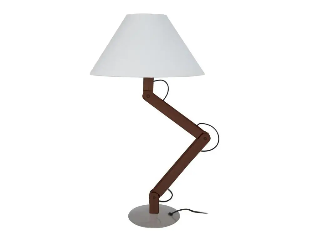 GERI - Lampe de chevet articulé bois taupe,wangué et blanc Certifié E