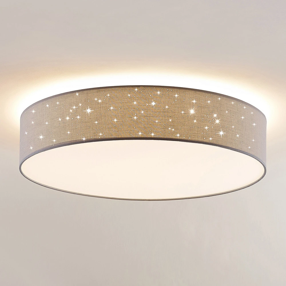Lindby Ellamina plafonnier LED, 60 cm, gris évident