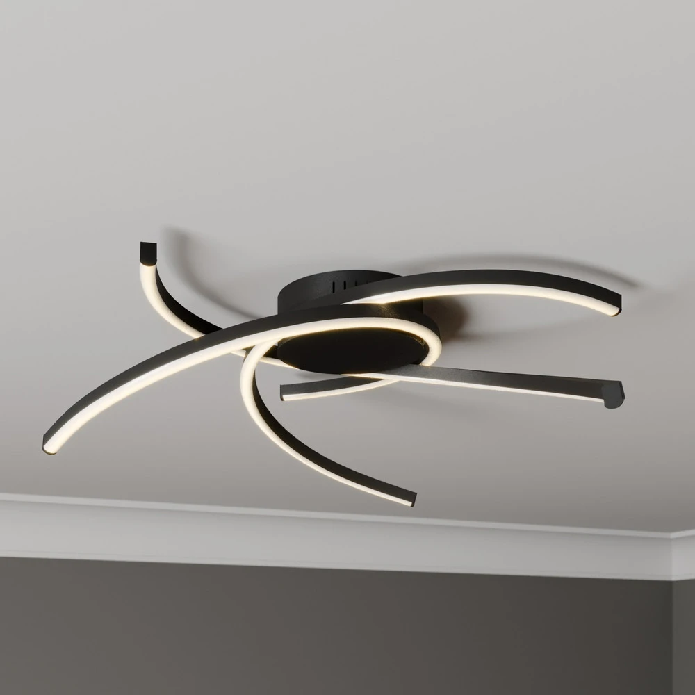 Lindby Katris plafonnier LED, 58 cm, noir
