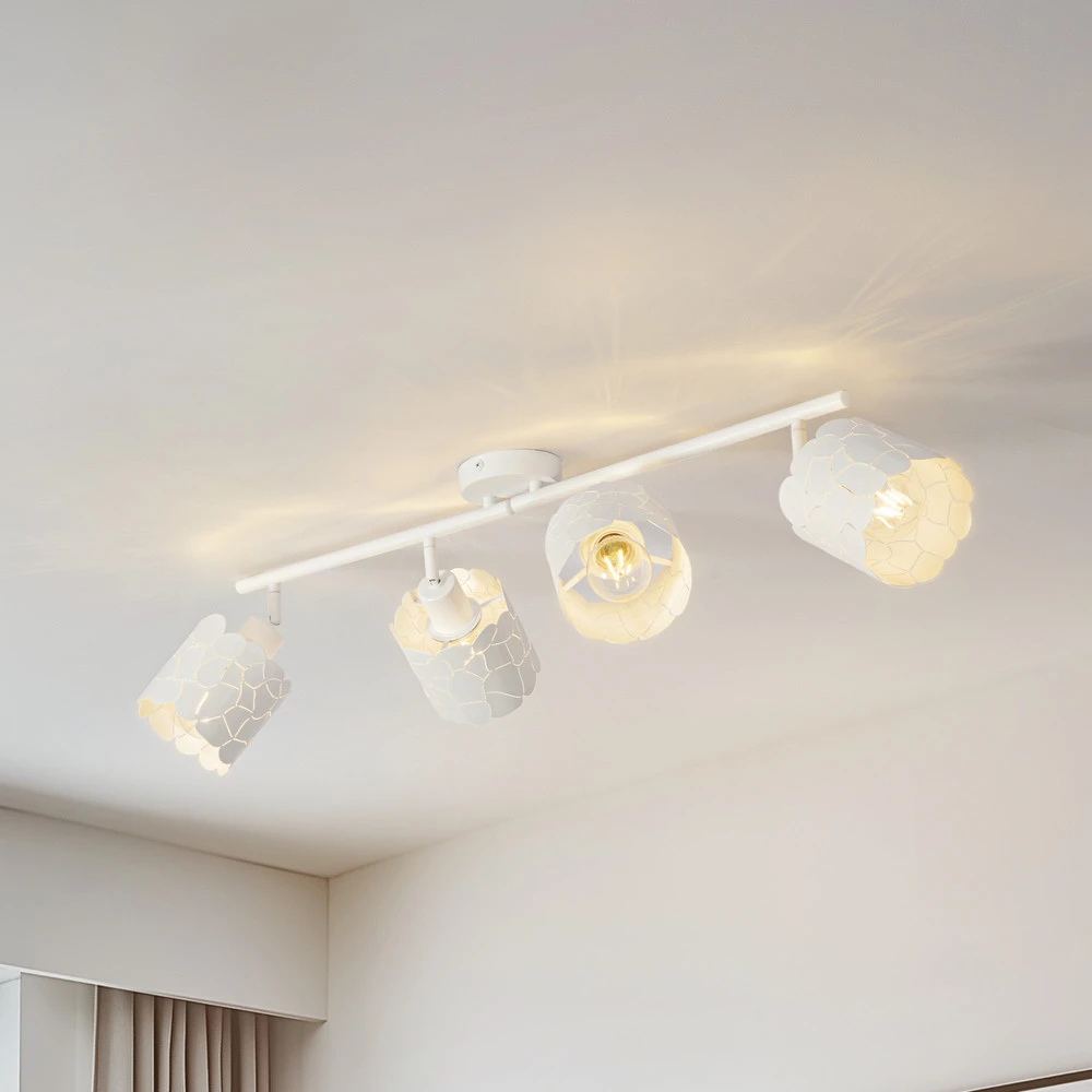 Lindby plafonnier Aralena, blanc, 4 lampes, longueur 97 cm