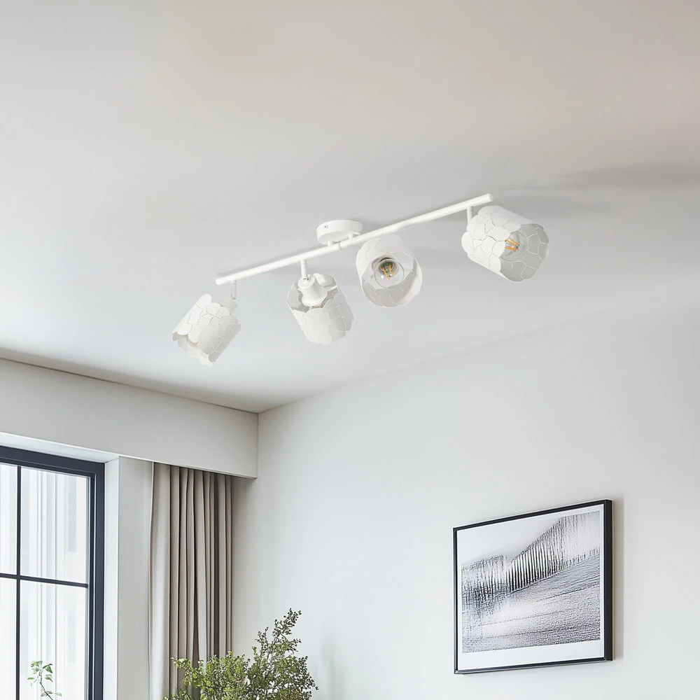 Lindby plafonnier Aralena, blanc, 4 lampes, longueur 97 cm