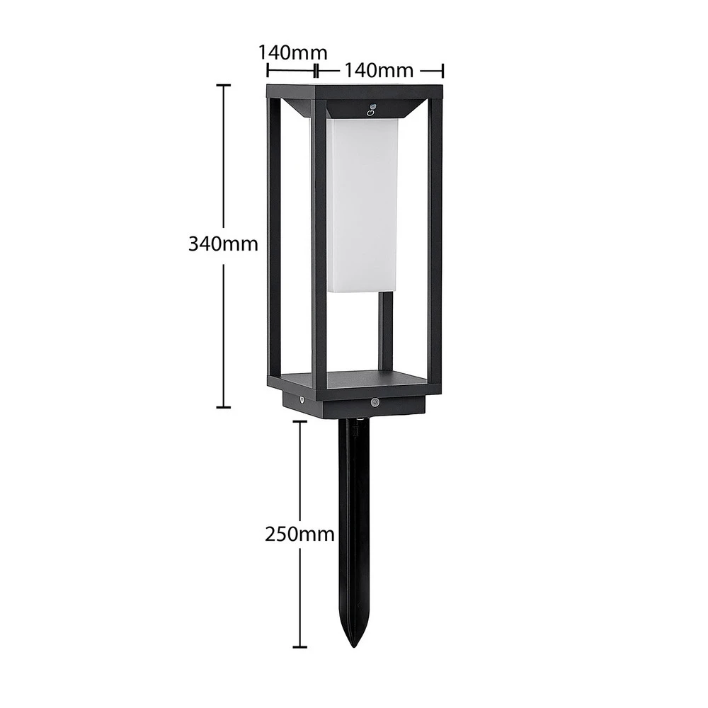 Lucande Eliel potelet LED solaire, 34 cm à montage direct