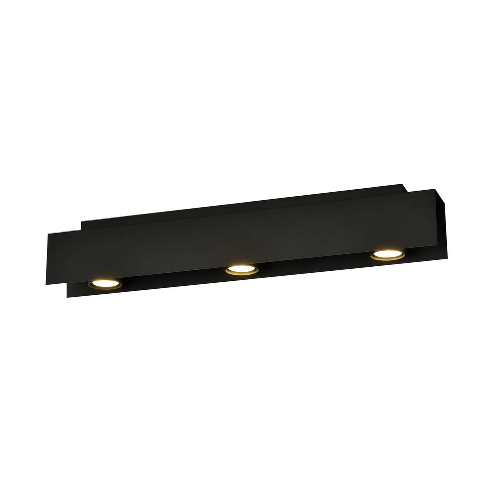 Plafonnier Kenno, noir, à trois lampes Certifié E