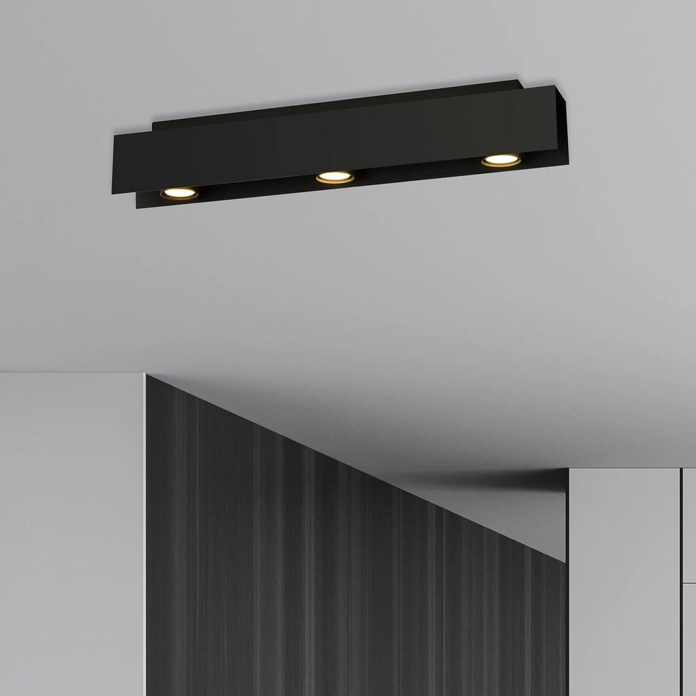 Plafonnier Kenno, noir, à trois lampes Certifié E