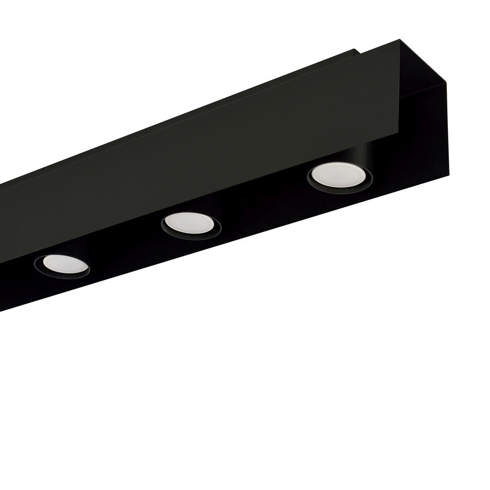 Plafonnier Kenno, noir, à trois lampes Certifié E