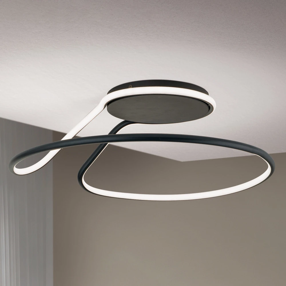 Plafonnier LED Claire, noir, dimmable avec connecteur universel