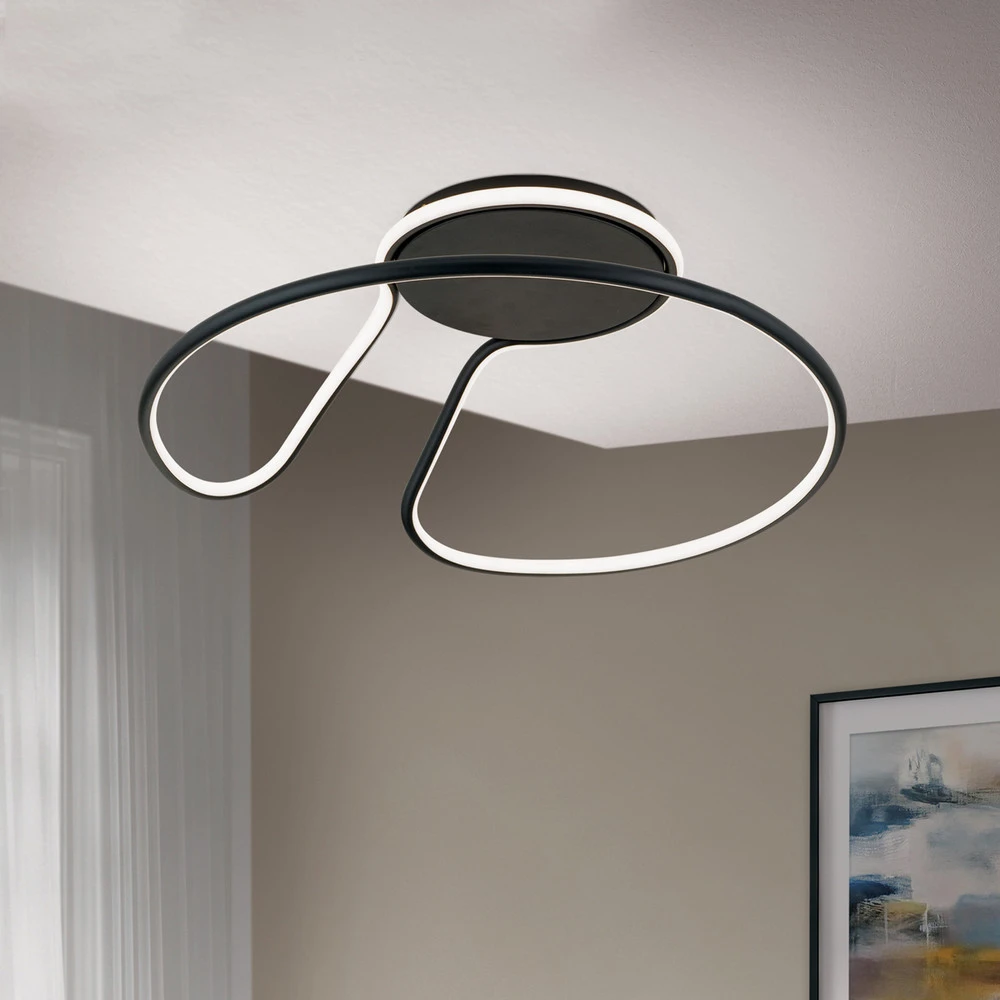 Plafonnier LED Claire, noir, dimmable avec connecteur universel