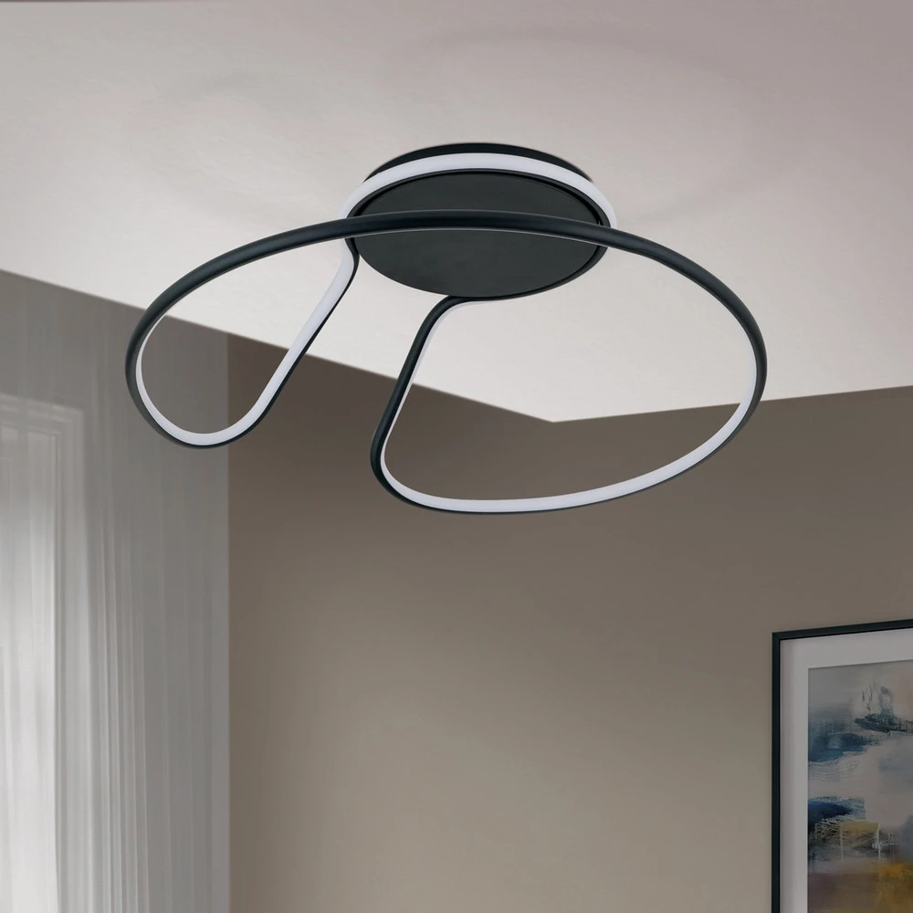 Plafonnier LED Claire, noir, dimmable avec connecteur universel
