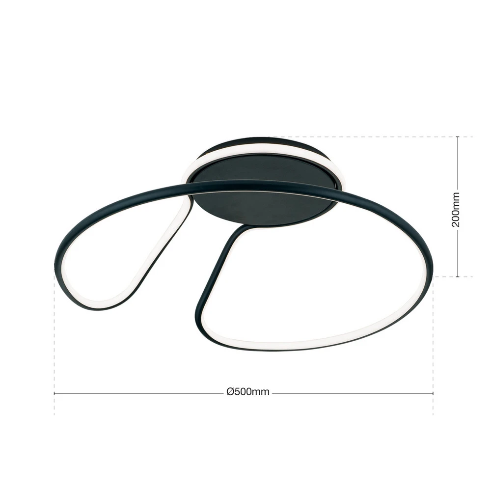 Plafonnier LED Claire, noir, dimmable avec connecteur universel