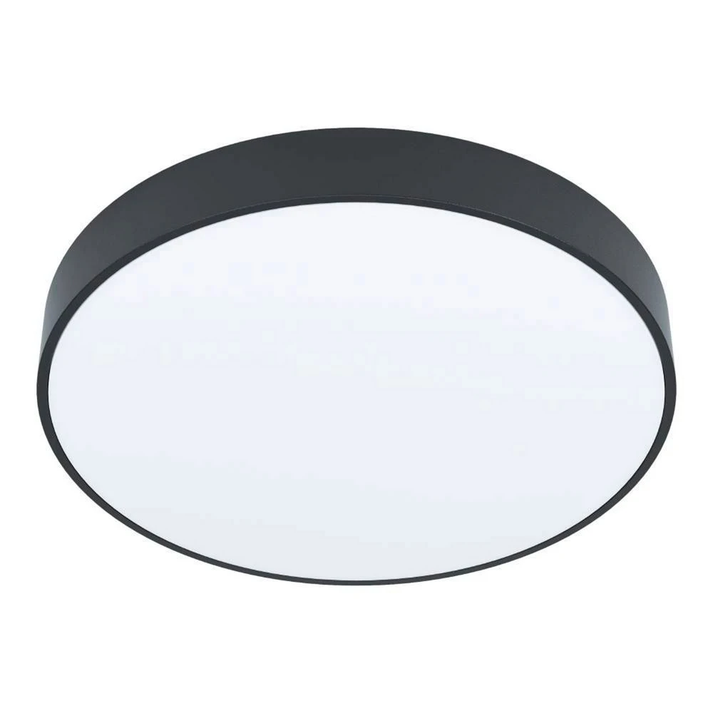 Plafonnier LED Zubieta-, noir, Ø 30 cm avec lentille polycarbonate