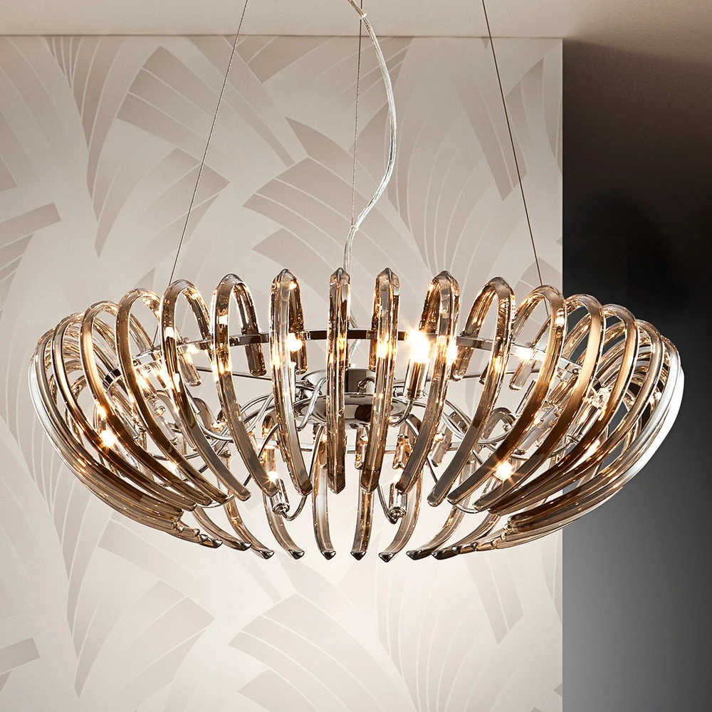 Suspension Ariadna, cristal, crème, 66 cm Blanc 6000K