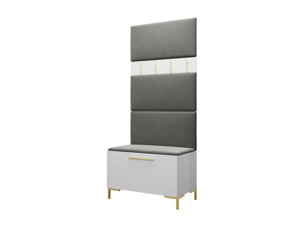 Meuble d'entrée Hartford F102, 196x84x46cm, Blanc, Stratifié|Tapisserie format 120x60cm