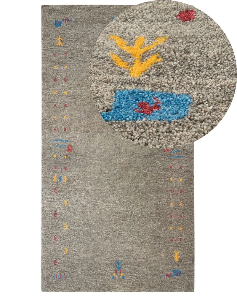 Vloerkleed gabbeh grijs 80 x 150 cm SEYMEN