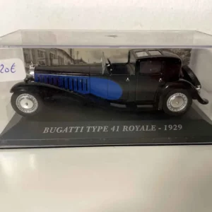 Bugatti type 41 royale noire et bleue de 1929 en Noir mat