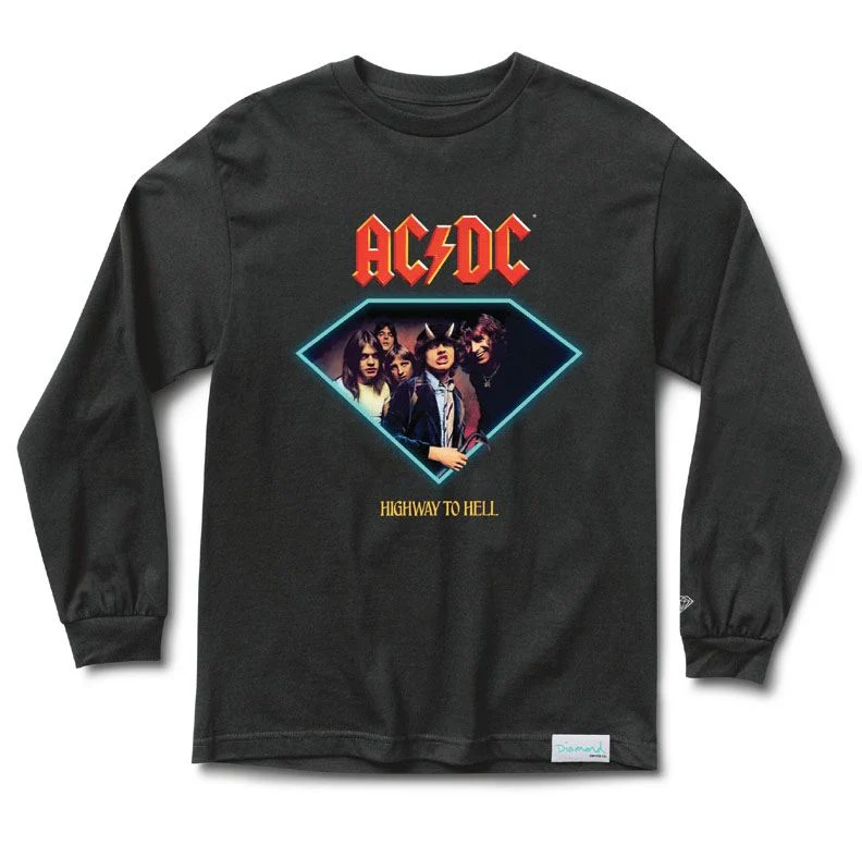 Diamond x ACDC Highway To Hell LS Tee Black S Diamond Supply Co.