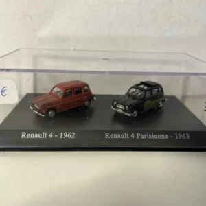 Renault 4 marron de 1962 + Renault 4 verte et noire Parisienne de 1963 (Echelle HO) Kit Complet