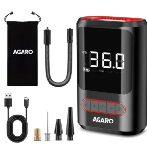 AGARO Galaxy Cordless Tyre inflator, Cars & Bikes, Upto 150 PSI, 4000 mAh (2 * 2000) Batteries, Powerbank, LED Flash Light...