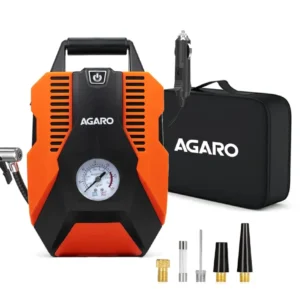 AGARO TI2147 Analog Tyre Inflator/Compressor Pump, Portable, 12V DC, up to 150 PSI, LED Light,Carry Case, Car, Bike, Bicyc...