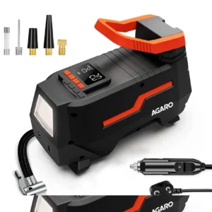 AGARO TI2157 Digital Portable Tyre Inflator/Pressure Gauge, 12V DC/230V AC Home and Car, up to 150 PSI, LED Light, Digital...