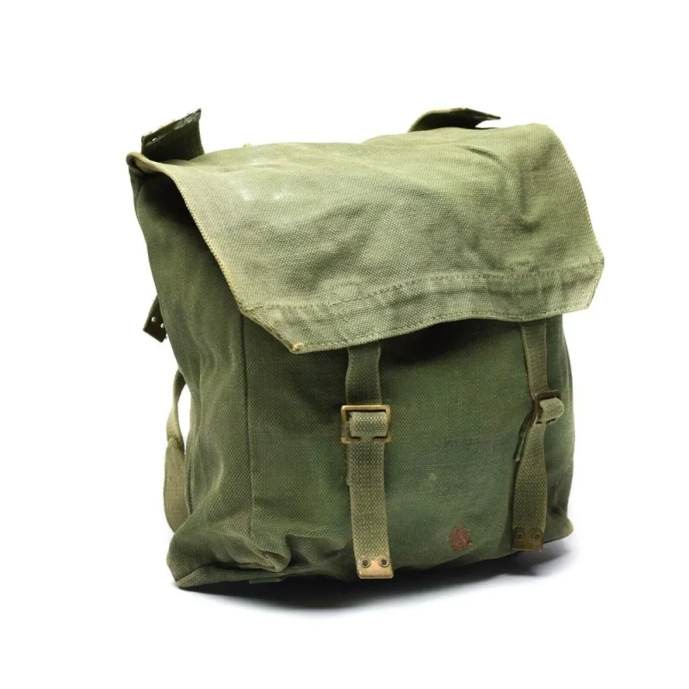 Sac à dos en toile authentique de l'armée britannique M37 Haversack, grand sac latéral, olive