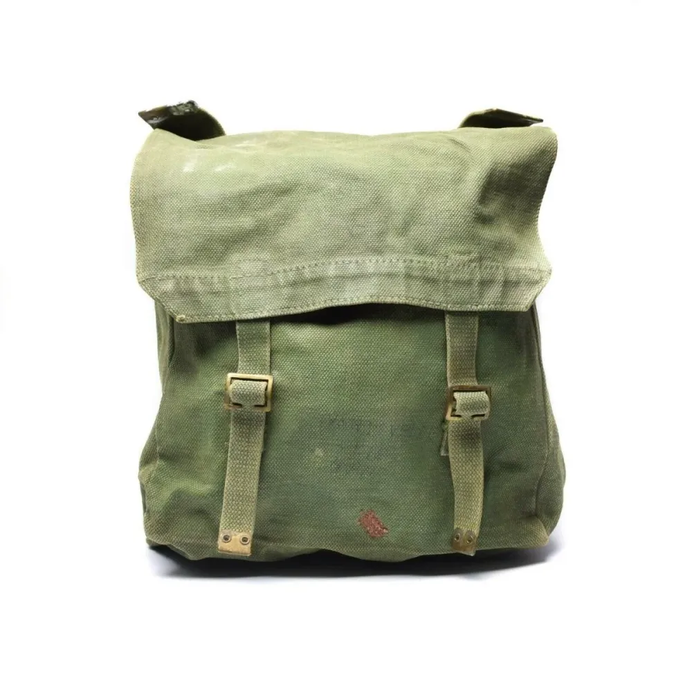 Sac à dos en toile authentique de l'armée britannique M37 Haversack, grand sac latéral, olive