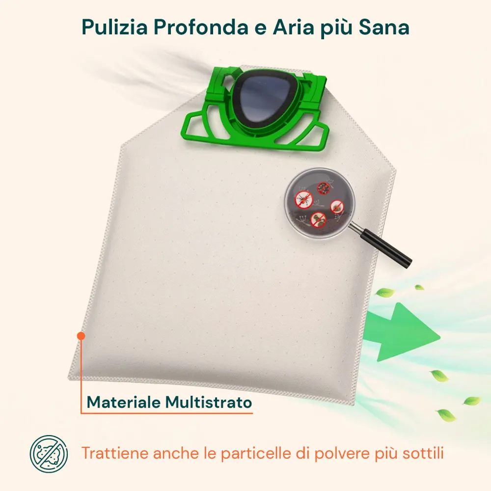 Sacchetti Compatibili VK200 Microfibra – 6 Pezzi Adattabili Vorwerk